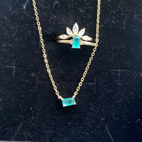 PARAIBA TOURMALINE & CZ SET - Picture 4 of 17